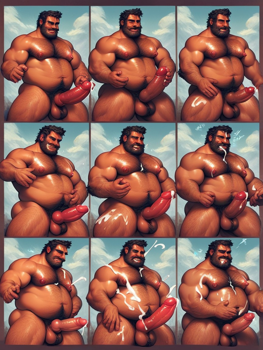 Penis Growth Image Sequence, Heavy And Swollen Balls, Thick AI Gay Porn