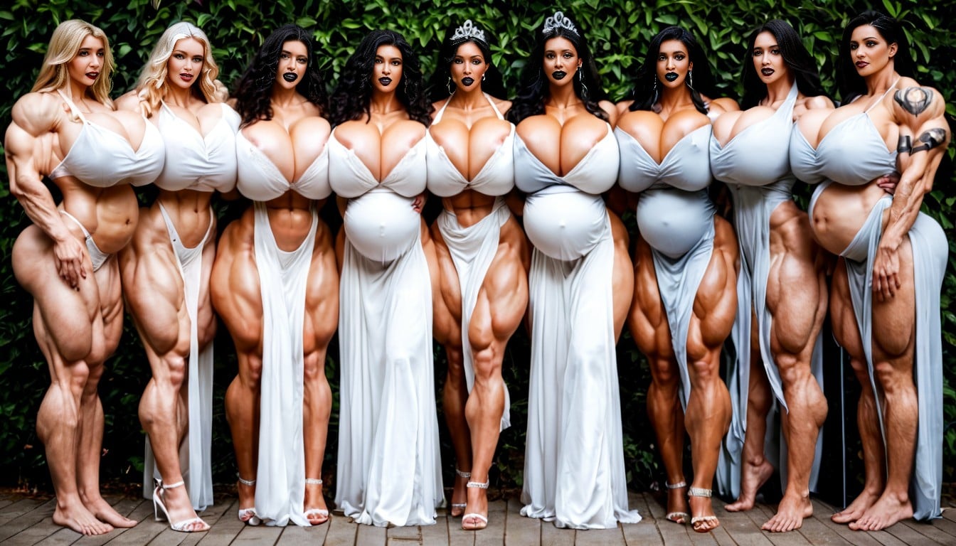 Wedding Dress, Eyeliner, Gigantic Colossal Breasts AI Porn