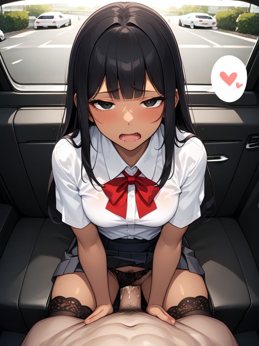 Agachándose, Black Eyes, Hands On Legs Hentai IA