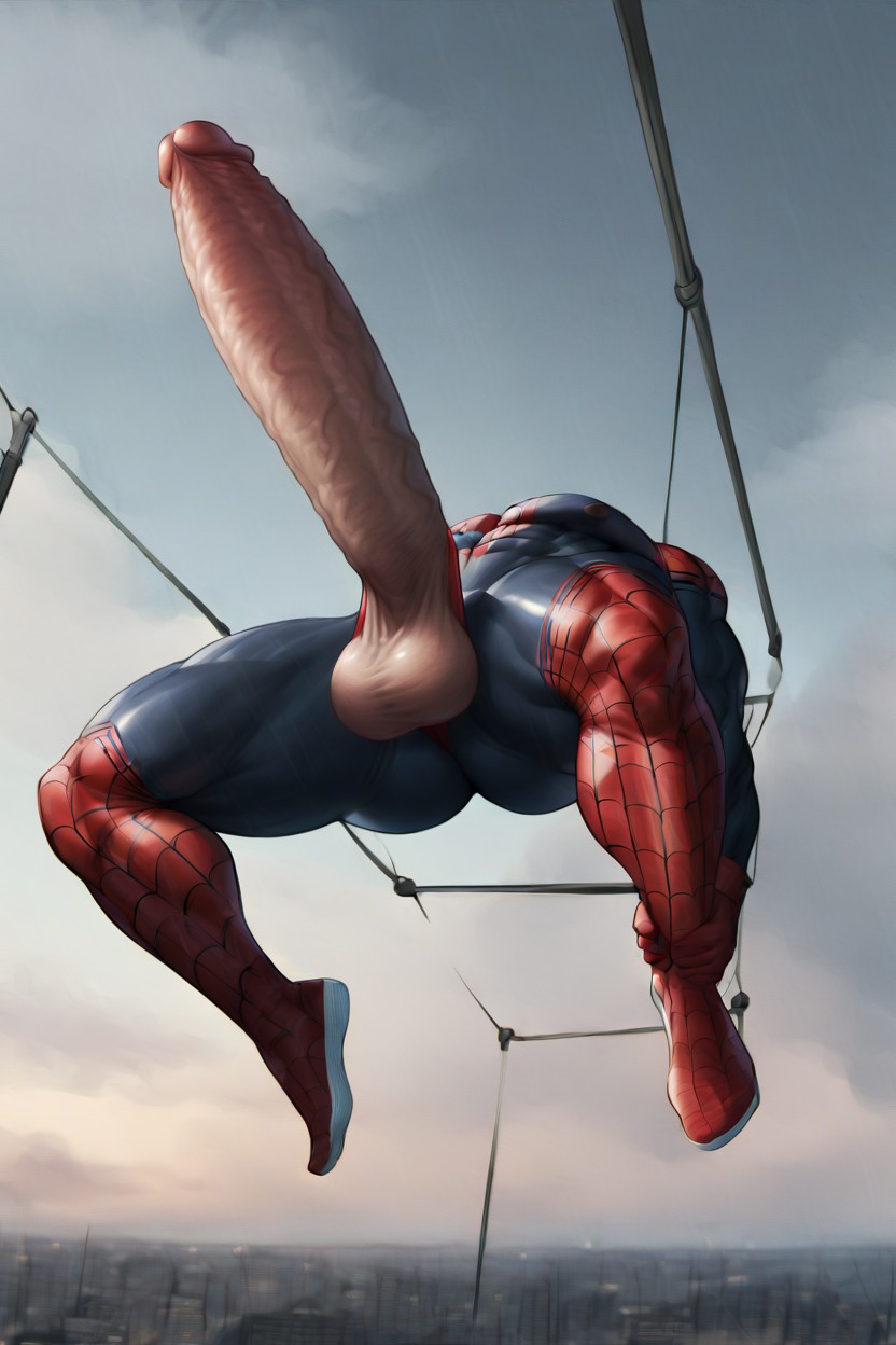 Upside Down, Mask, Muscular Male AI Gay Porn