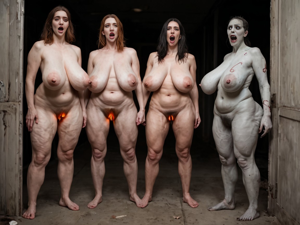 Varied Poses, Abandoned Hospital, Hyper Sagging Breasts AI Porn