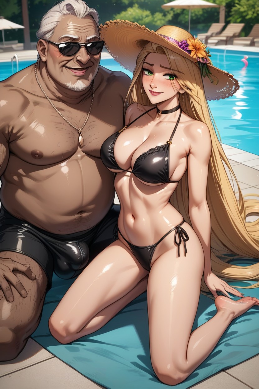 Taller Then Her, Pool Site, 18+ AI Porn