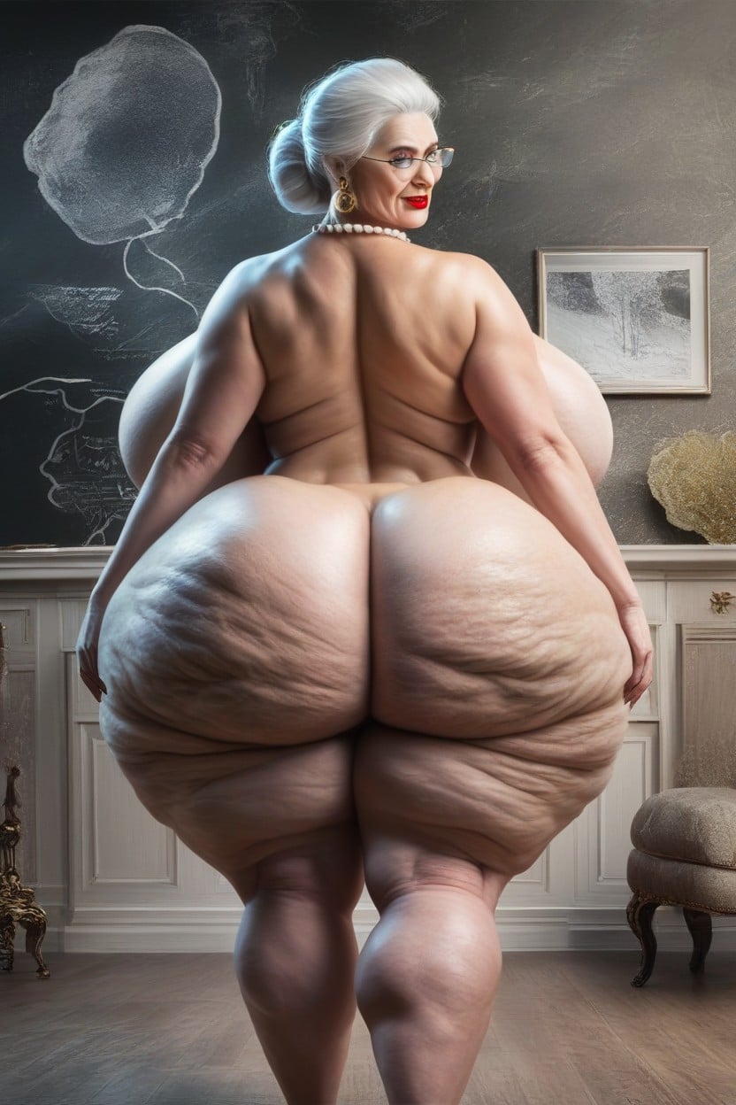 Extremely Large Ass, Pubic Hair, Wearing Glasses AI Porn
