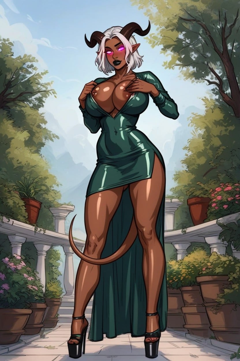 Large Breasts, Devil Eyes, Magenta Eyes AI Porn