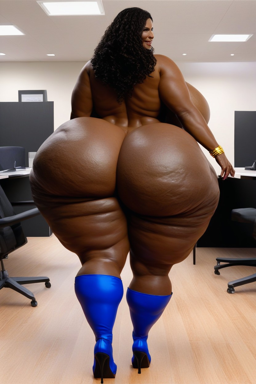 Extremely Thick Hips, With Black Hair, Extremely Fat Thighs AI Porn