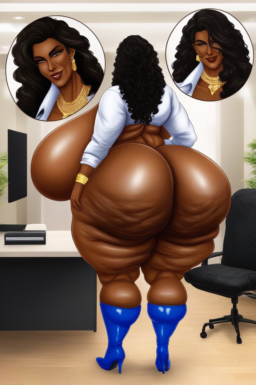 Massive Cellulite Fake Ass, Rear View, Extremely Big Round Ass AI Porn
