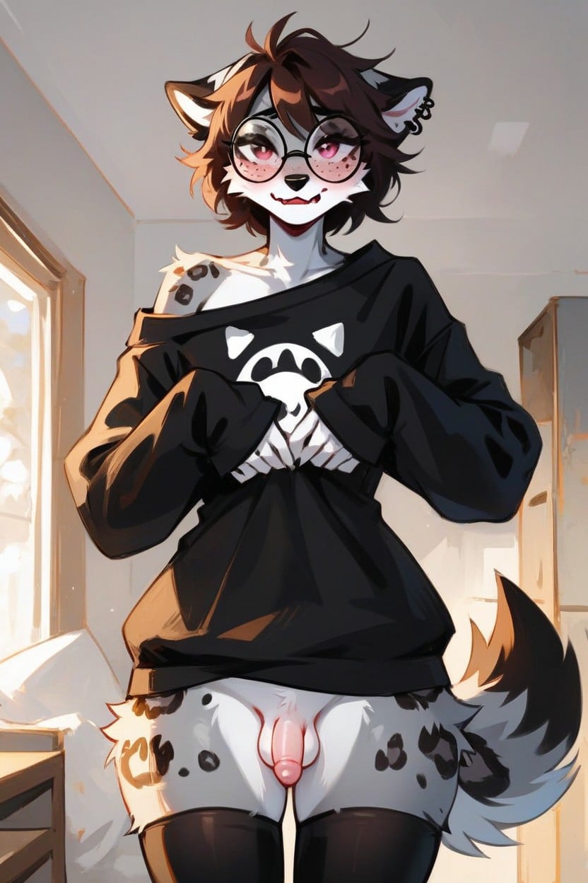 Brown Eyes, Straight Bangs, Black Sweatshirt Furry AI Porn