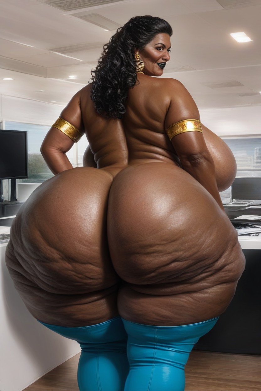 Extremely Wide Hips, Extremely Large Ass, Gigantic Fake Booty Like AI Porn