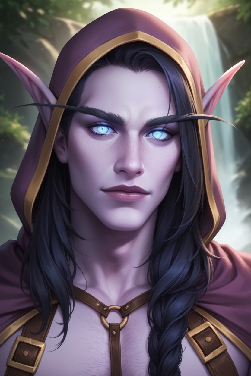 Bright Lavender Hood, Side View, Long Hair AI Porn