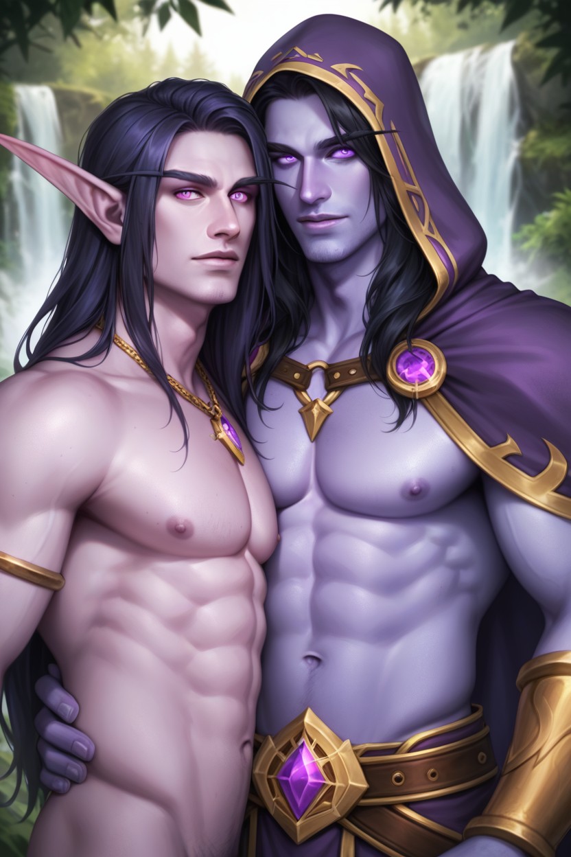 Purple Skin, High Elf Male From World Of Warcraft, Dark Purple Colored Eyes AI Gay Porn