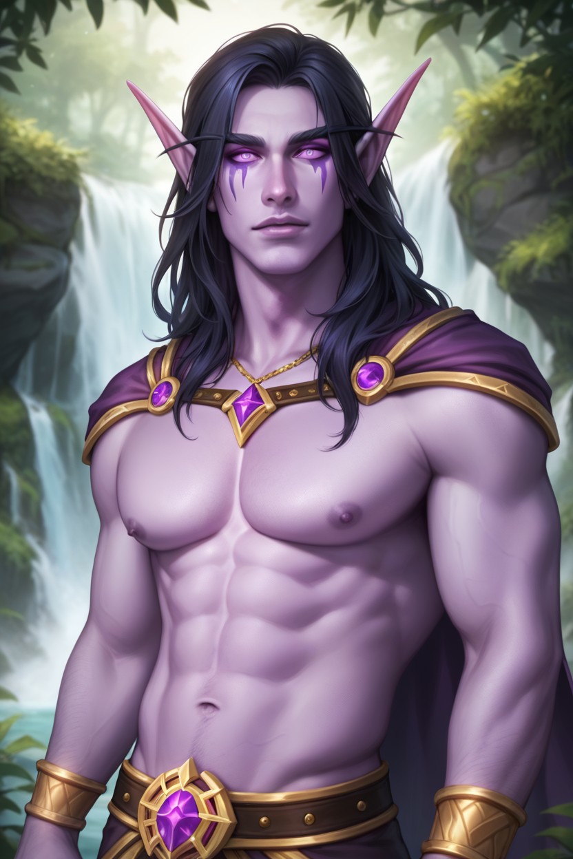 Shown Waist, Golden Bracelets On Legs, Shown Chest AI Gay Porn