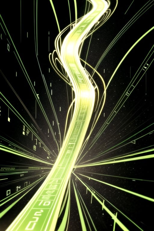 Glowing Green Code Lines, A Black Background, 18+ 아시아 AI 포르노