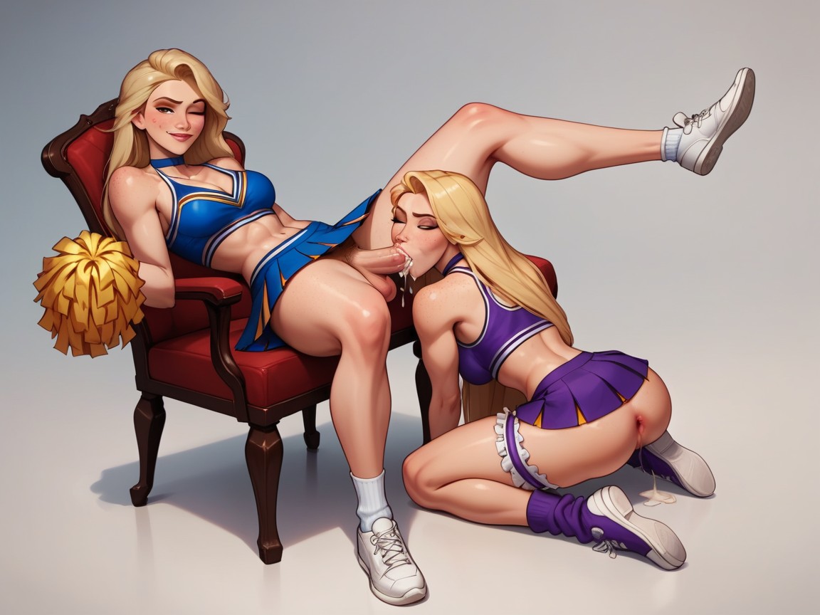 High Angle, Wink, Cheerleader Travesti IA Pornô