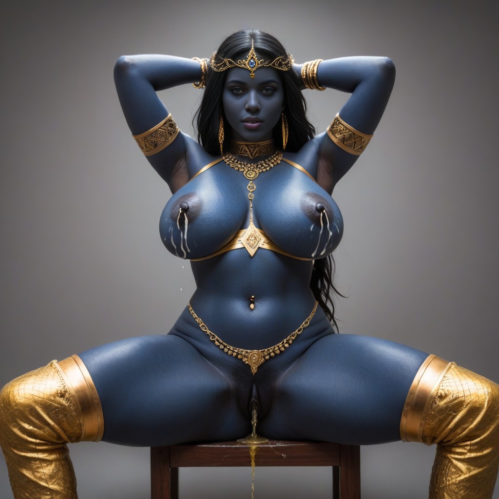 Golden Accessories, Arms Spread, Bellybutton Piercing AI Porn