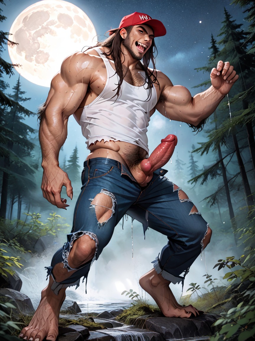 Lots Of Body Hair, Sharp Teeth, Sweaty AI Gay Porn