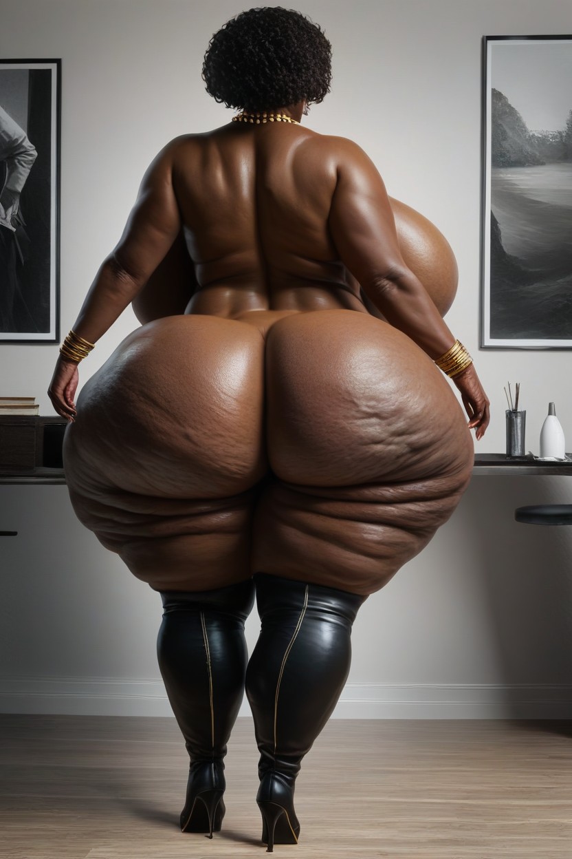 Ass Triple Width Of Shoulders, Black Lipstick, Necklace AI Porn