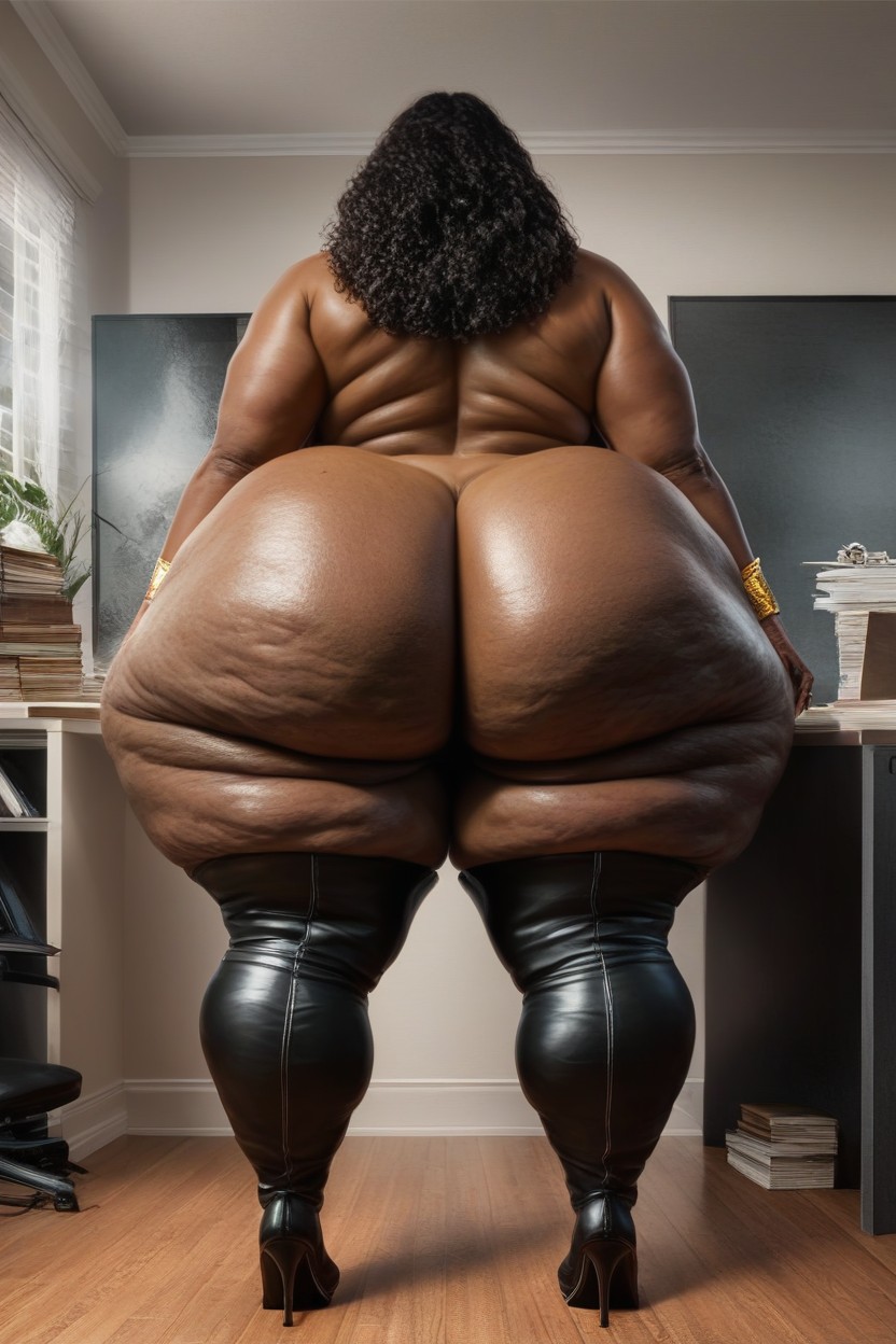 Thick Thighs, Ssbbw Massive Fake Booty, Black Thigh High Boots AI Porn