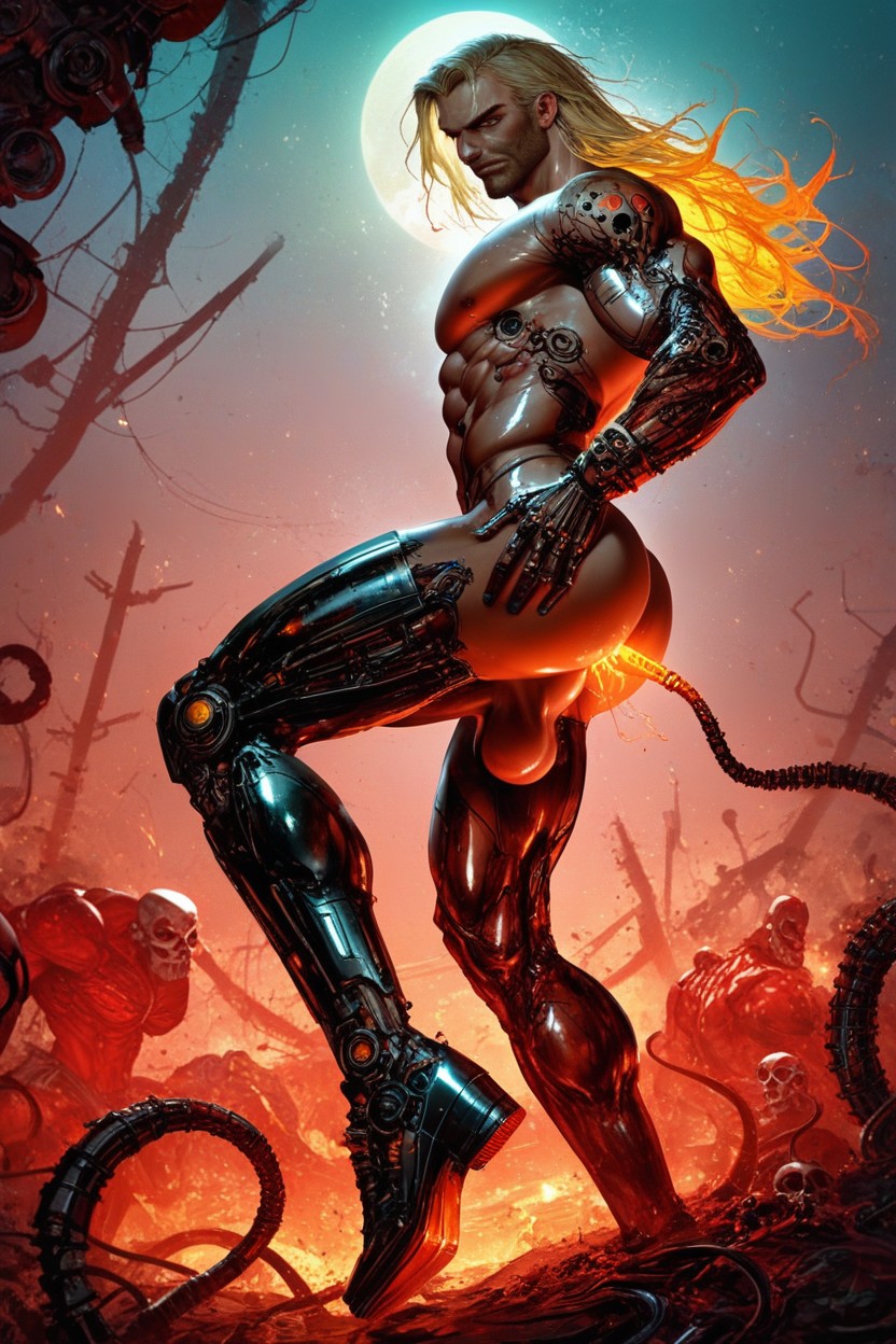 Steampunk Cyborg, Windy, Tron Aesthetic AI Gay Porn