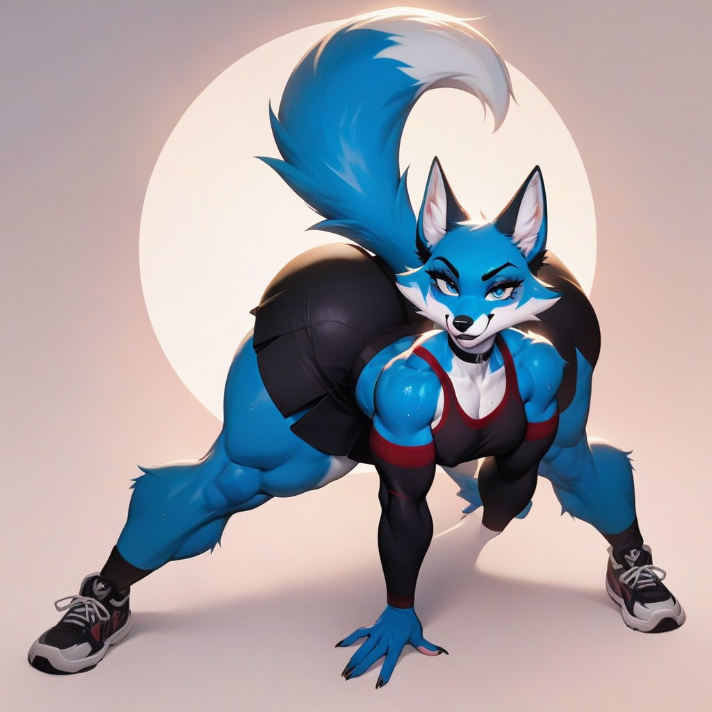 Blue Fox, Thong Panties Over Red Hips Big Thighs, Big Juicy Thighs Porno IA Furry