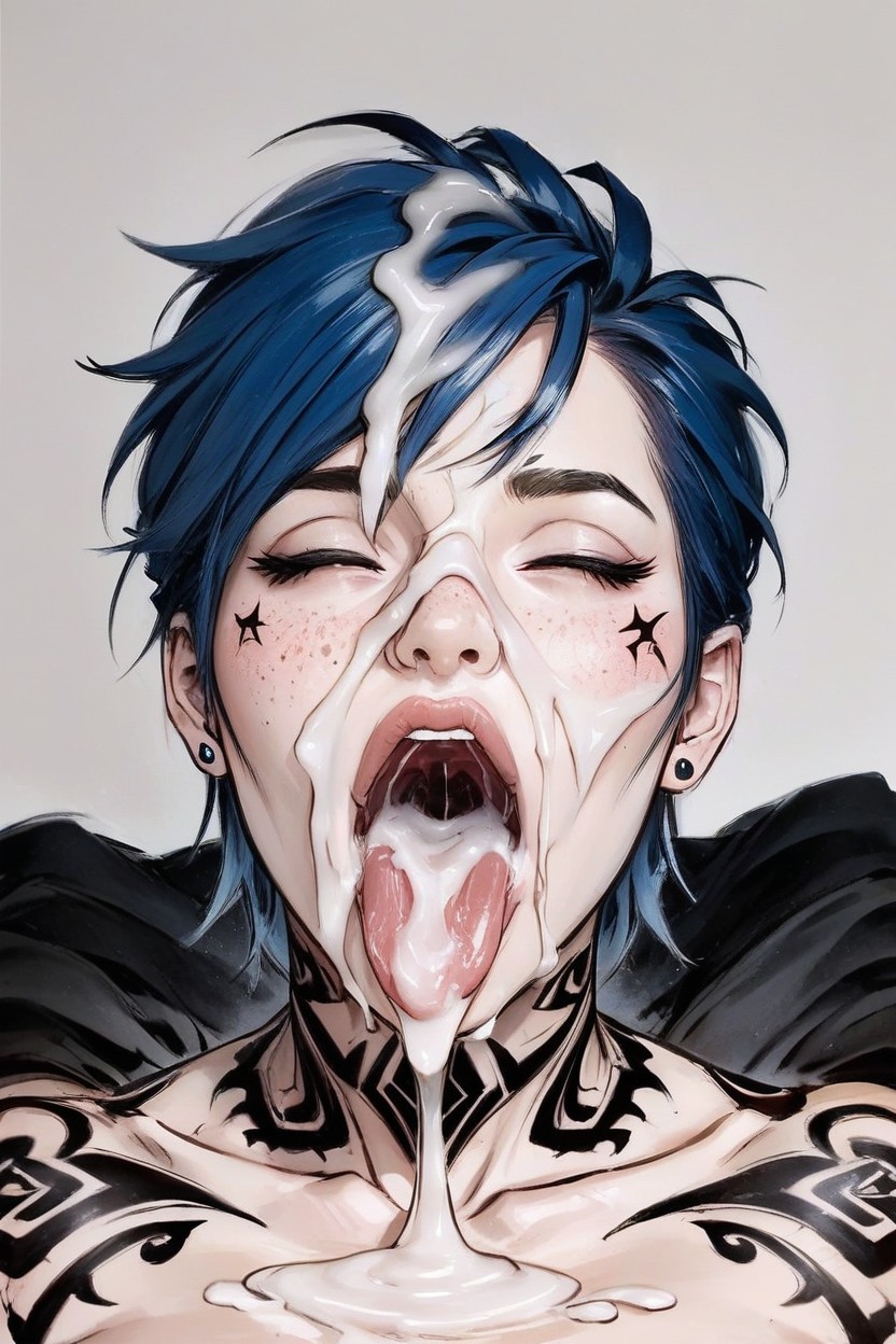Cum On Nose, Cum On Neck, Top Down AI Porn