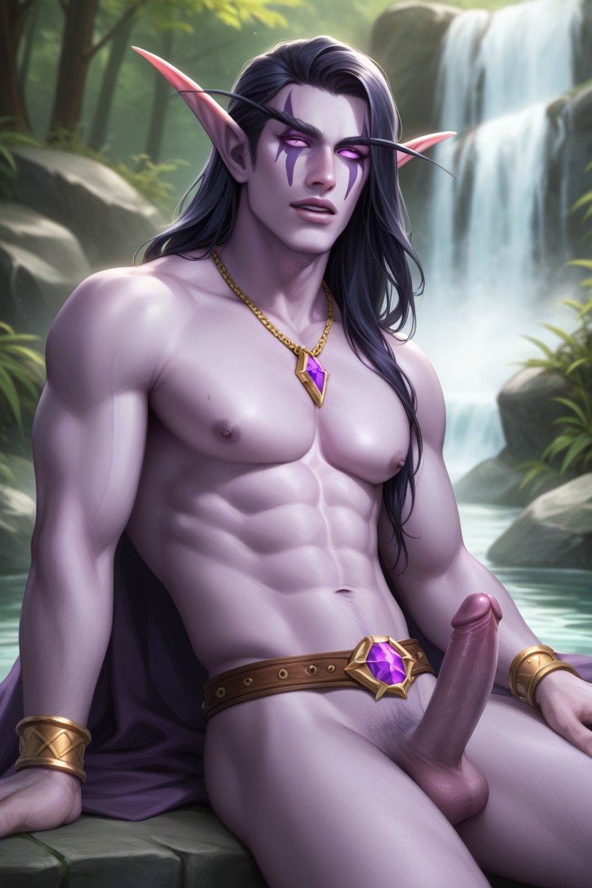 Purple Skin, Long Hair, Naked AI Gay Porn