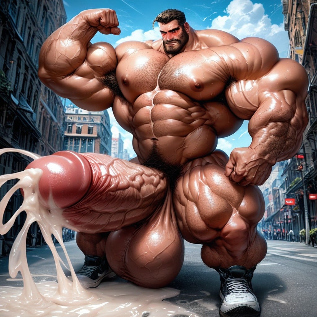 Pubic Hair, At City, Gigantic Body Mass AI Gay Porn