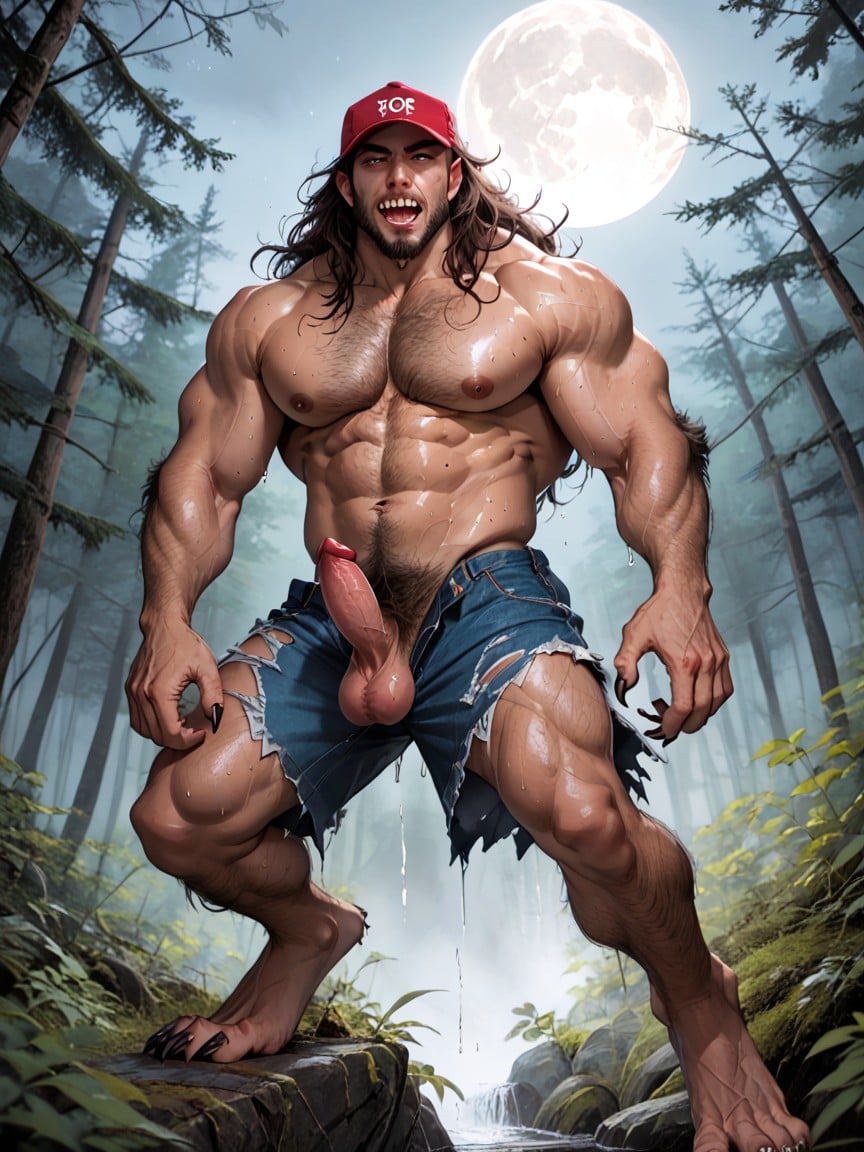 The Werewolf Penis Is Red, Red Knot Cock, Werewolf Enormous Enlarged Upper Body AI同性恋黄片