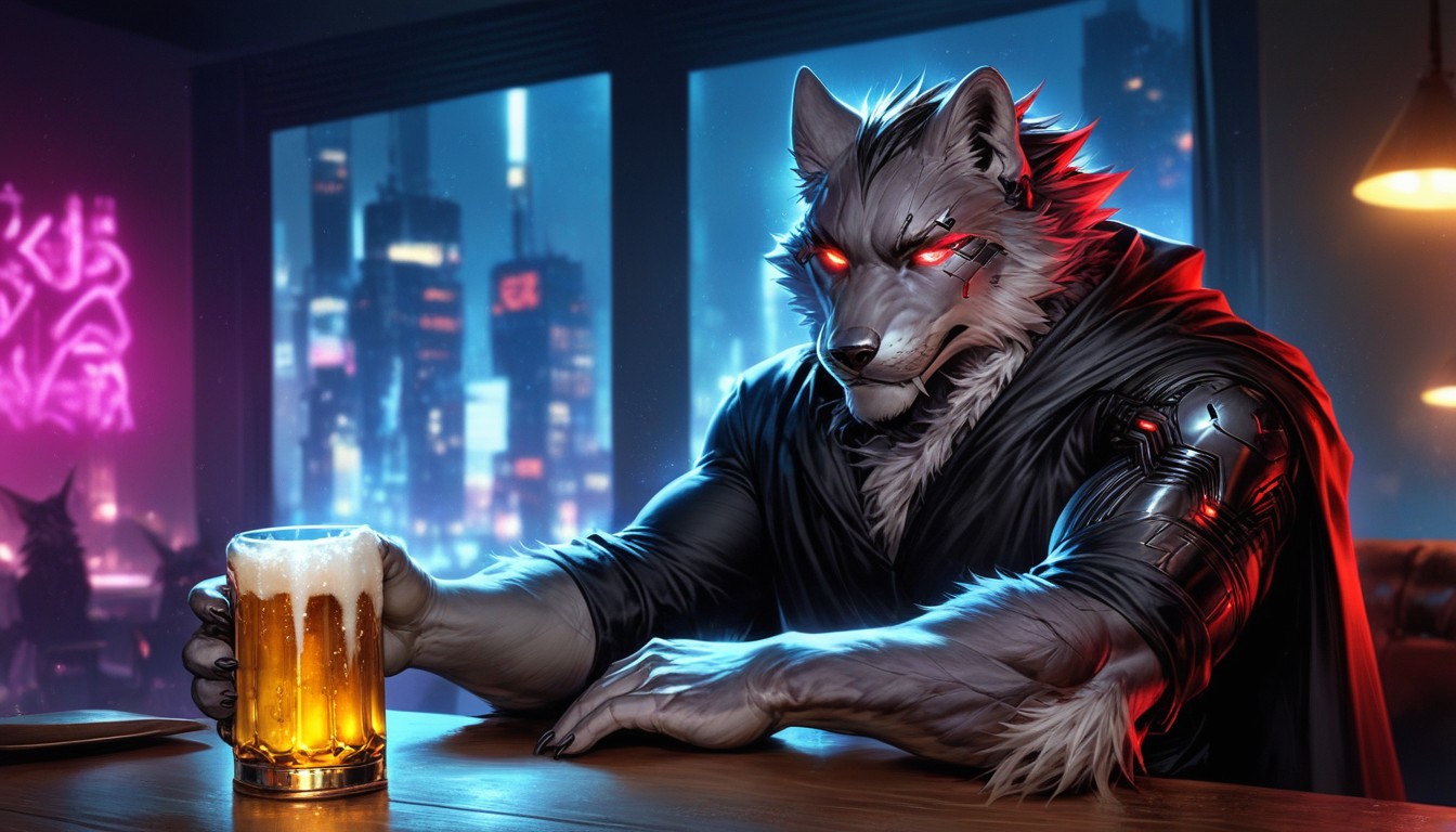Deep Black And Grey Body Color Pattern, Rim Light, Photorealistic Details AI獸人黃片