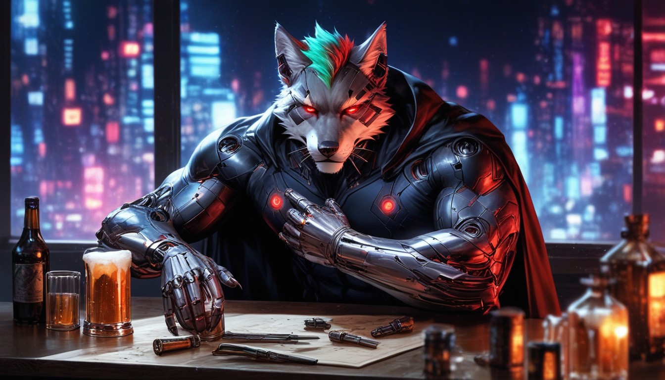 Neon Green And Neon Purple Mixed Highlights, Muscular, Amazing Quality Furry AI Porn