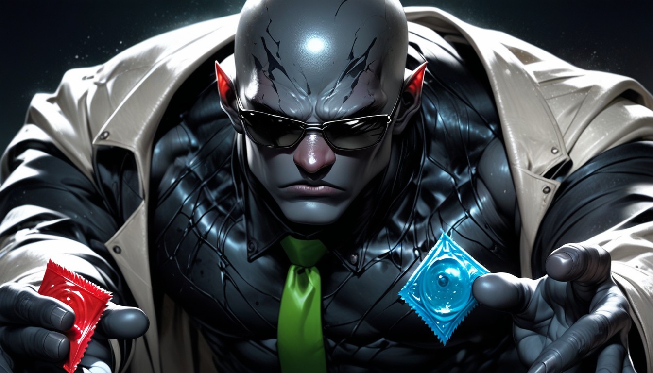 Black Background, Morpheus Costume From The Matrix, Holding Out Hands To Viewer Hentai AI Porn