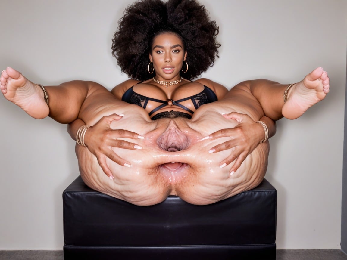 Spreading Her Own Ass Cheeks, Front View, Internal Pussy Visible AI Porn