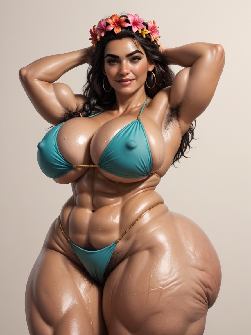 Large Hard Nipples, Muscular, Thick Muscular Body MILF AI Porn