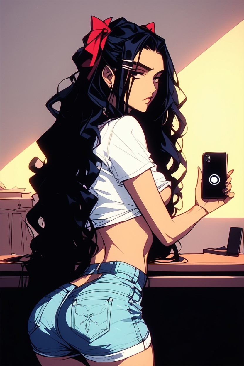 Hair Ribbons, Mouth Open, Full Body AI Porn