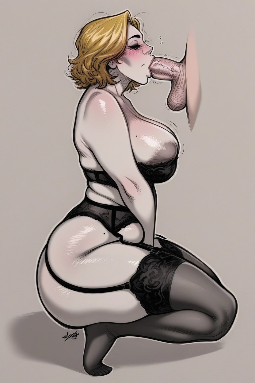 Large Breast, Lacy Stockings, Smirking AI Porn