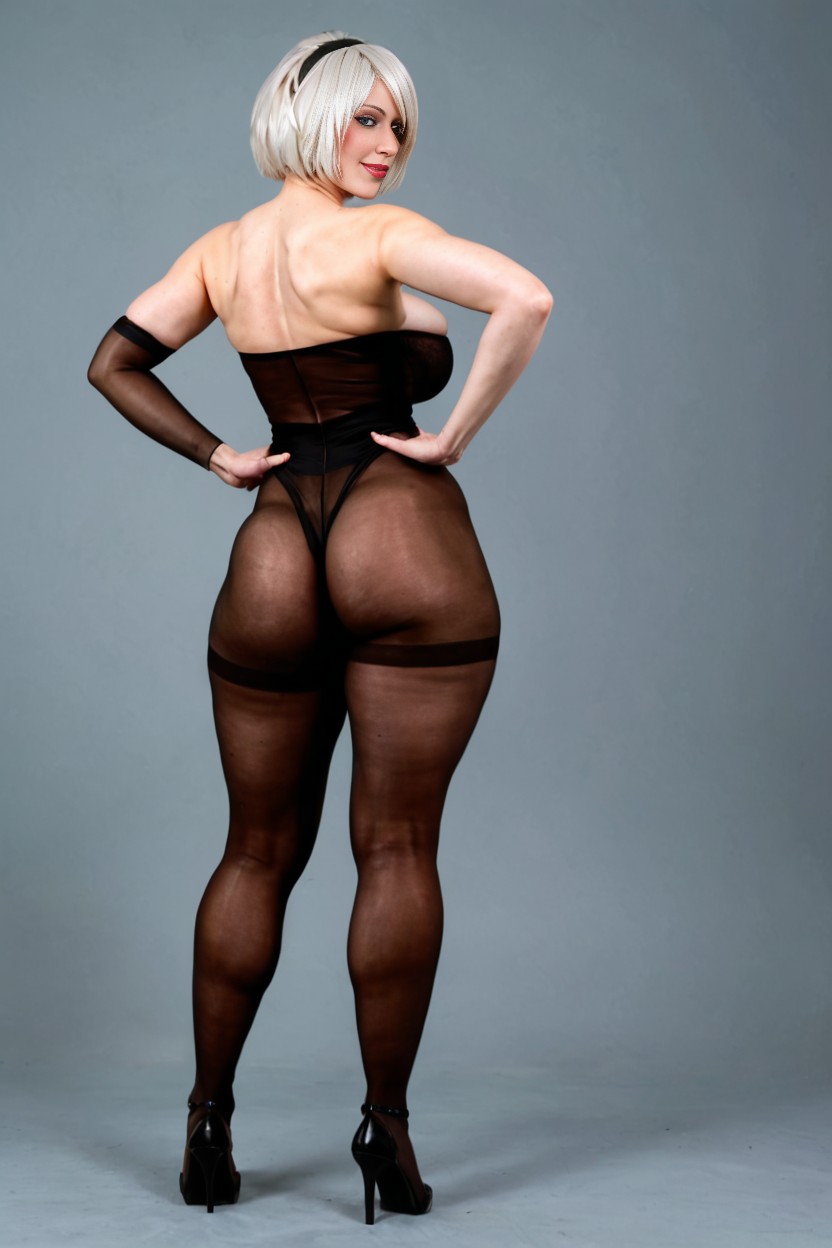 Nylon Sheer Long Sleeved Tight Bodystocking, Horny, Pink Lips AI Porn