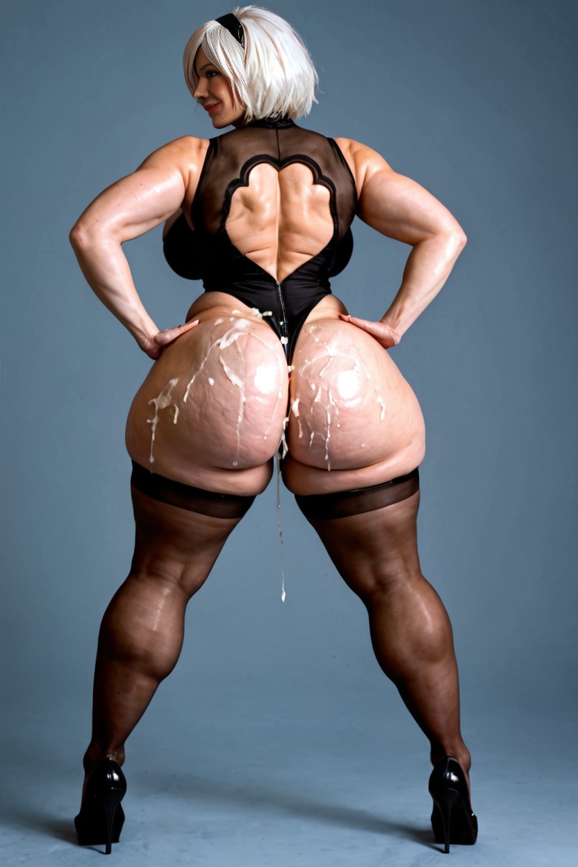 Shortest, Round Hyper Thick Curvy Thighs, Round Cheeks AI Porn
