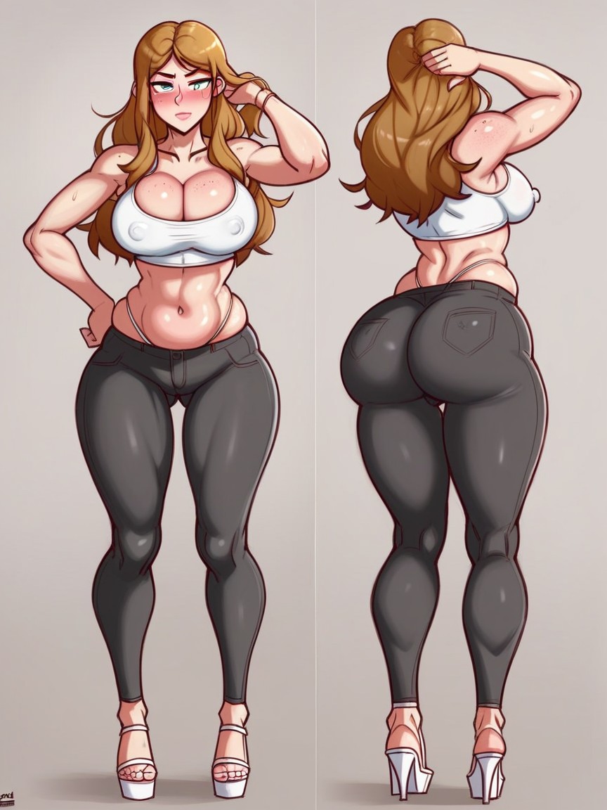 Belly Fatserious, Blush Freckles, Gray Gradient Background AI Porn