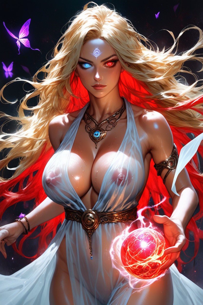 Cleavage, Naked, Lustful Gaze AI Porn