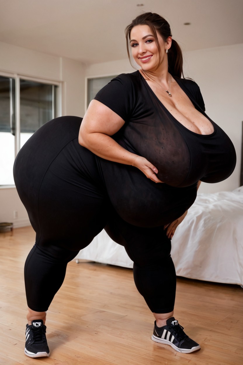 Hyper Horny, Round Face, Brunette BBW AI Porn