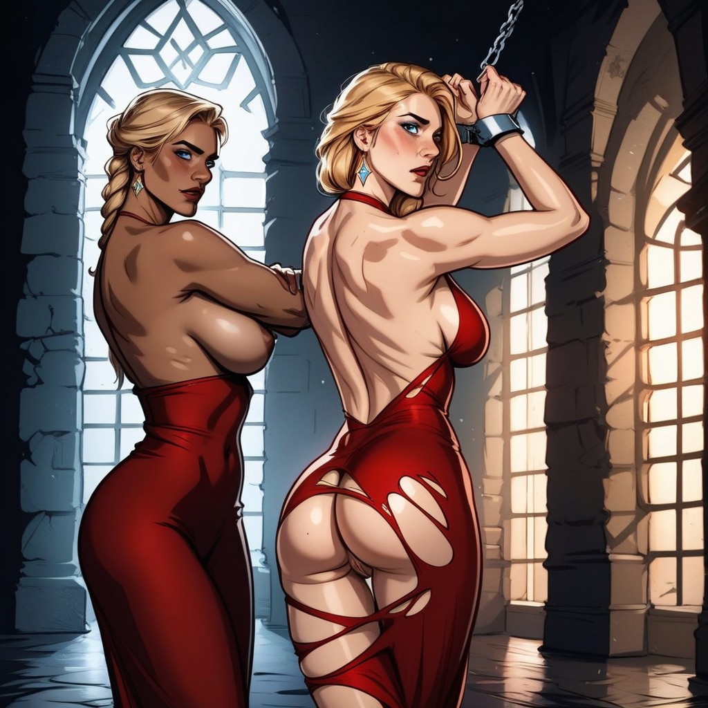 Dungeon, Rear View, Navel Exposed AI Porn