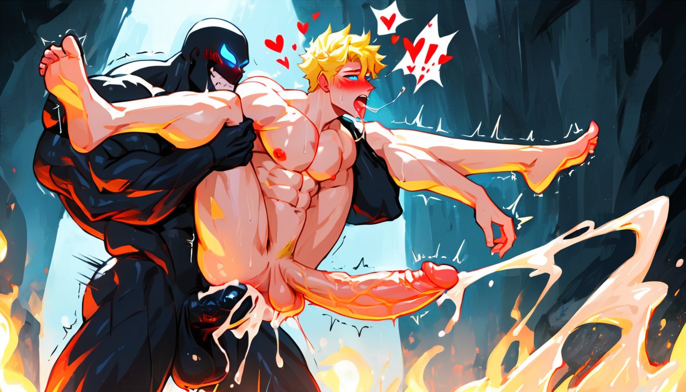 Erect Large Nipples, Man Huge Muscles, Excessive Drooling AI Porn