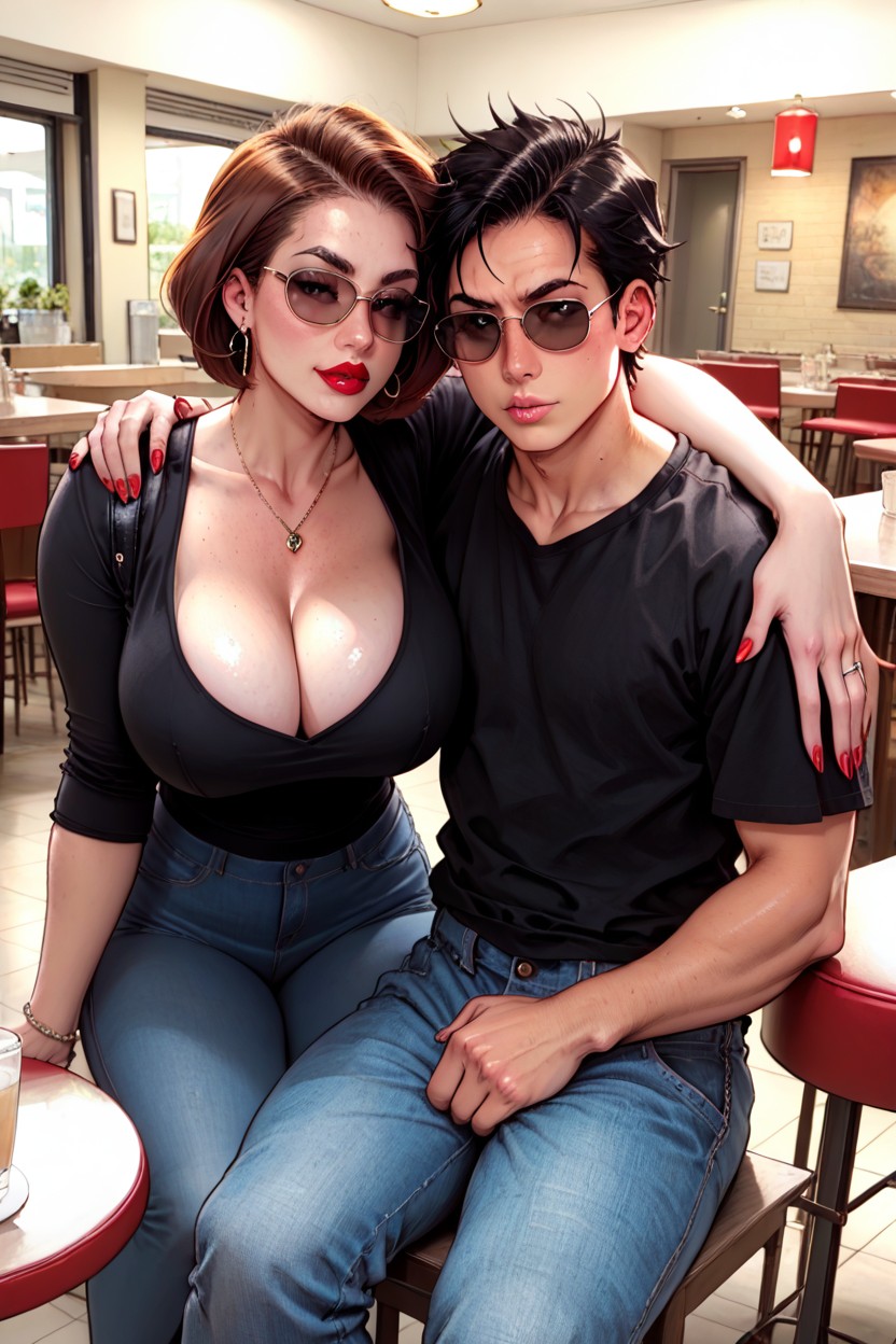 Cleavage, Cafe, Close Up AI Porn