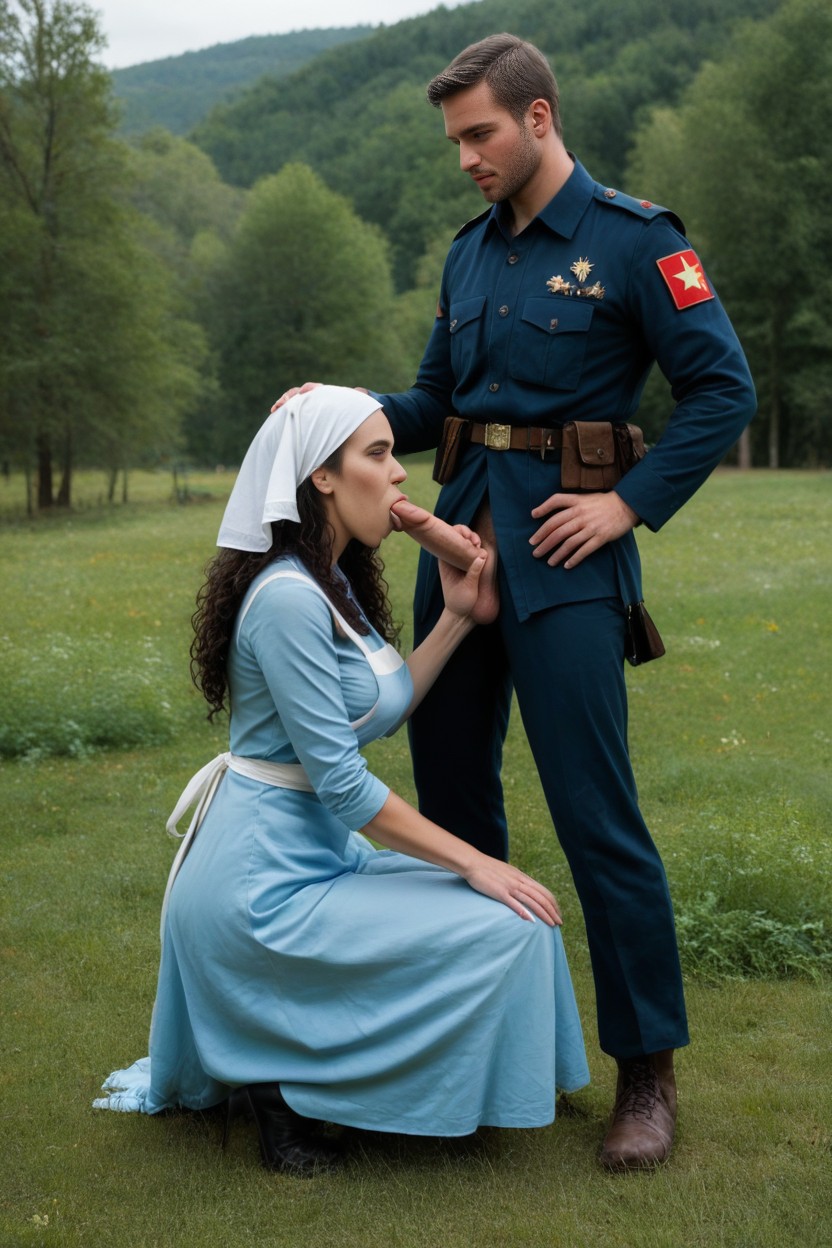 Rural Shtetl Village In Background, Russian Empire Soldier, Jewess With Black Hair Porno IA
