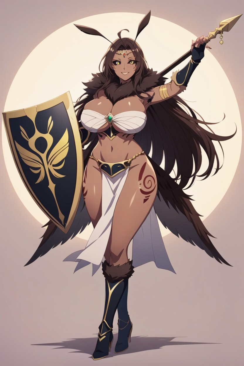 Holding Black Spear, Thick Hips, Guard Pose AI Porn