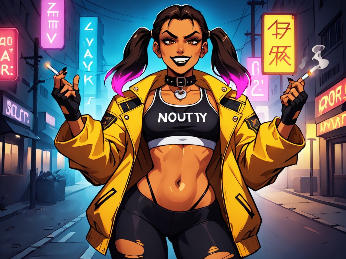 Steamy Breath, Black Lipstick, One Woman Latina AI Porn