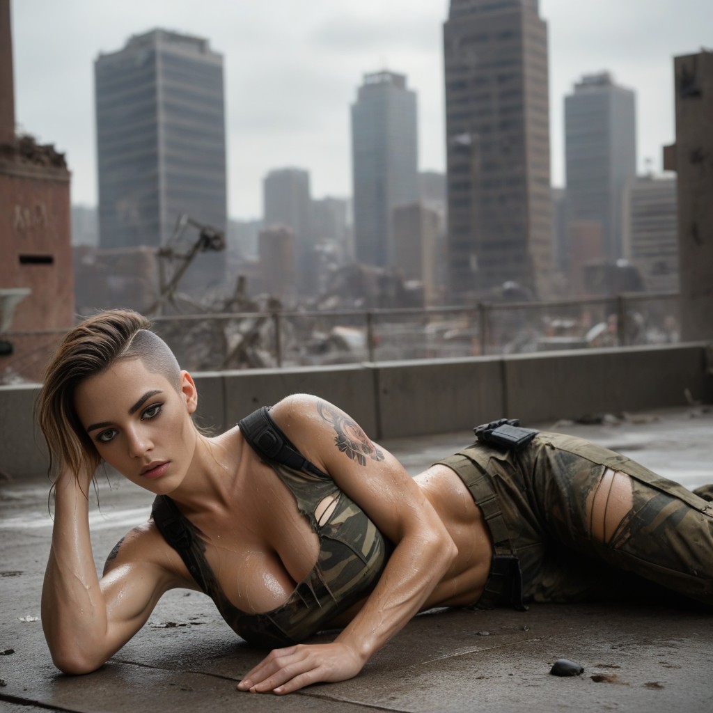 Apocalypse, Shocked Face On The Run From Killer Robots, Soldiers Carrying Guns With Over Sized Armor AI Porn