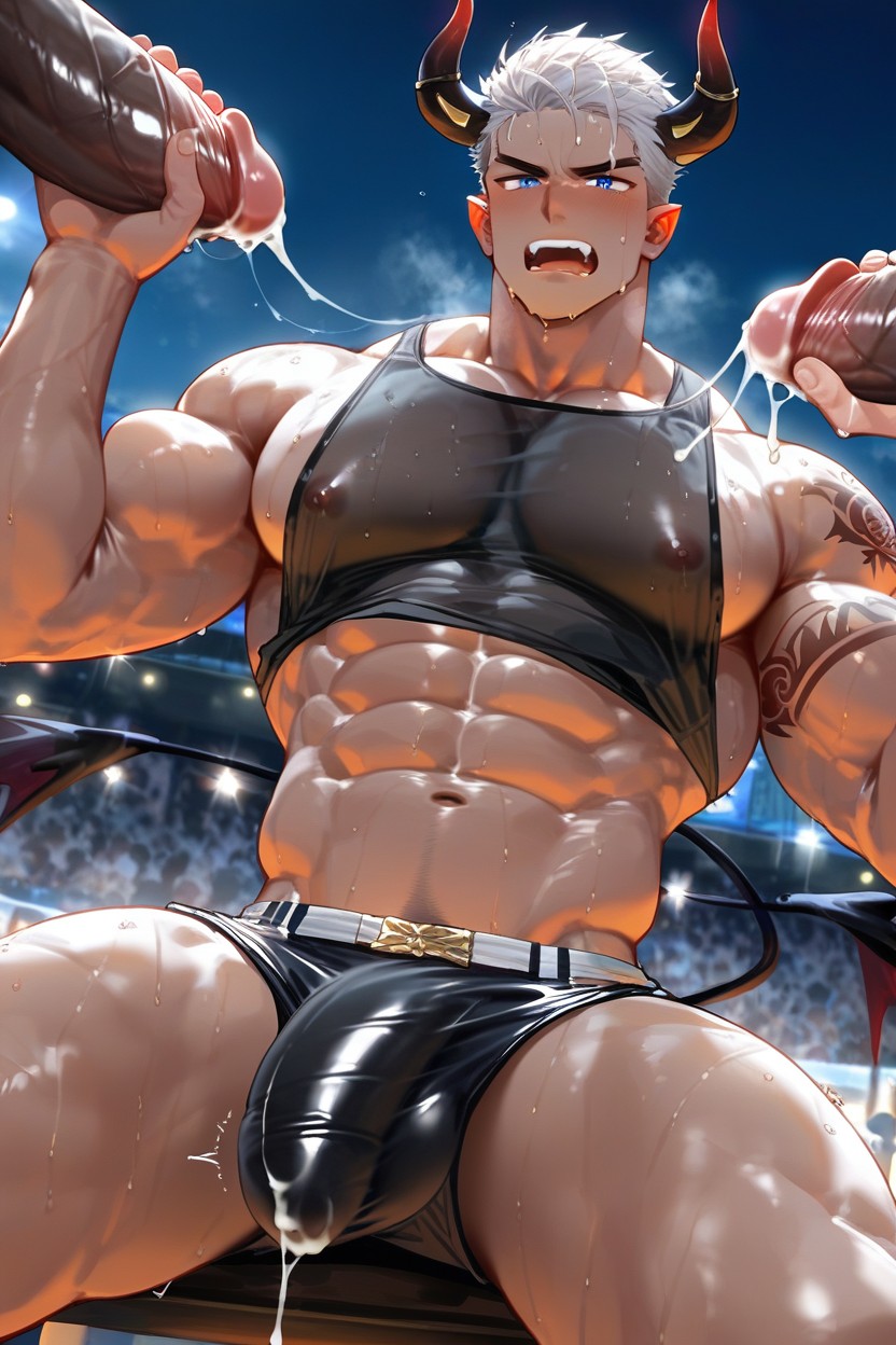 Muscular, Devil, Gang Bang AI Gay Porn