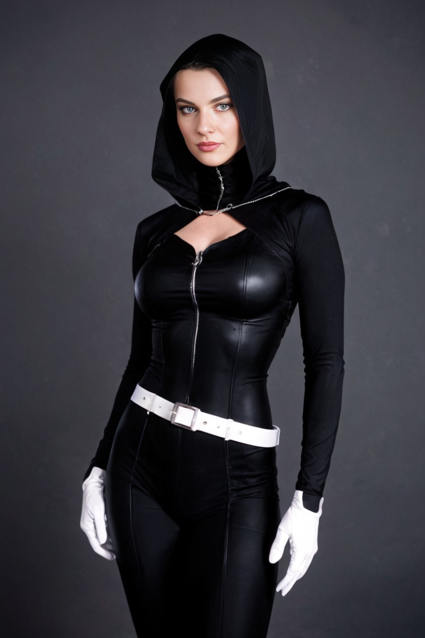 Emphasizing A Fully Suited, And High Collar Are All Crafted From The Same Smooth Satin Spandex, Built In Gloves AI Porn
