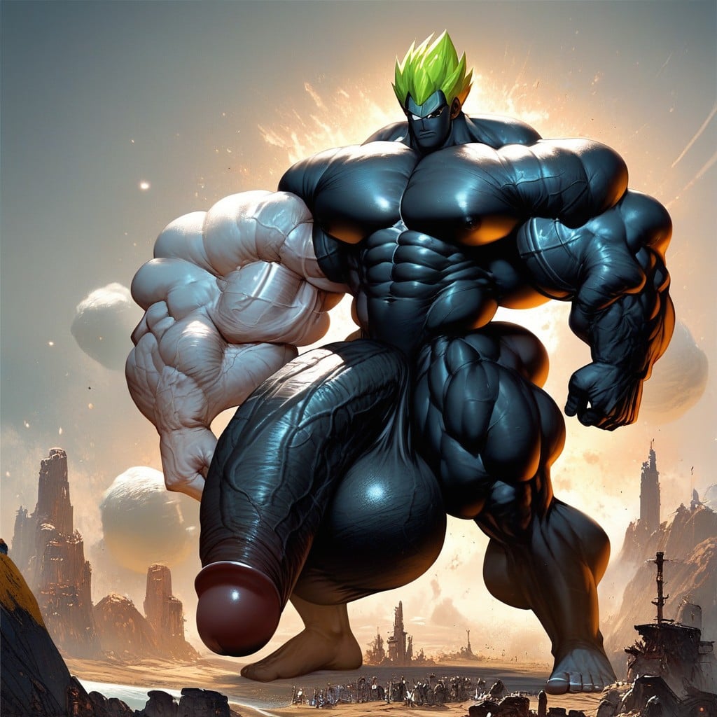 Black Skin, Huge Testicles, Two Dicks AI Gay Porn