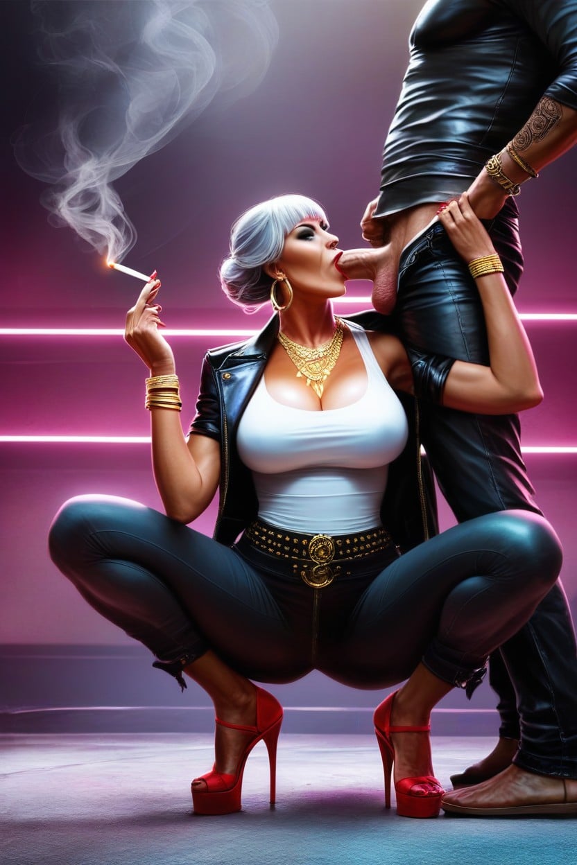 Hoop Earrings, Ash Hair, Tan AI Porn